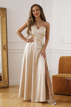 Paula-Kleid, Satin, Beige