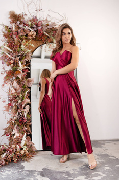 Paula dress satin burgundy